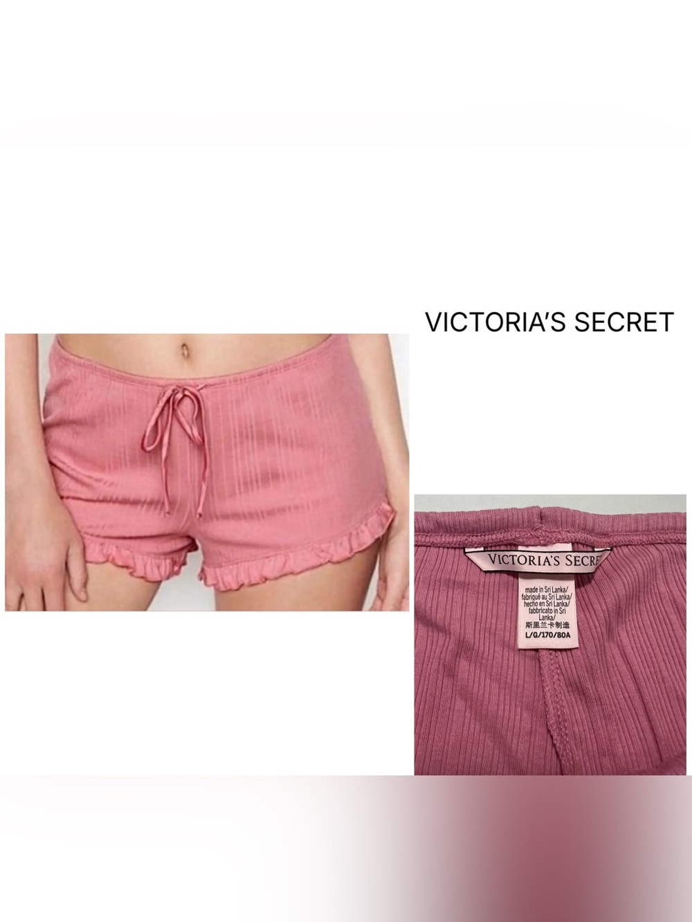 VICTORIA’S SECRET - L - NWOT - PINK CHEEKY RUFFLED SLEEP SHORTS